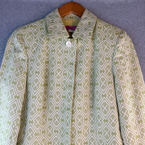 Vintage 'Enough About Me' Long Button Up Mint Green Art Deco 70s Coat Sz 6 Retro - Picture 4 of 11